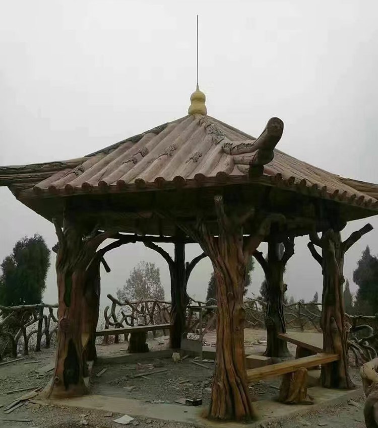 水泥仿木凉亭