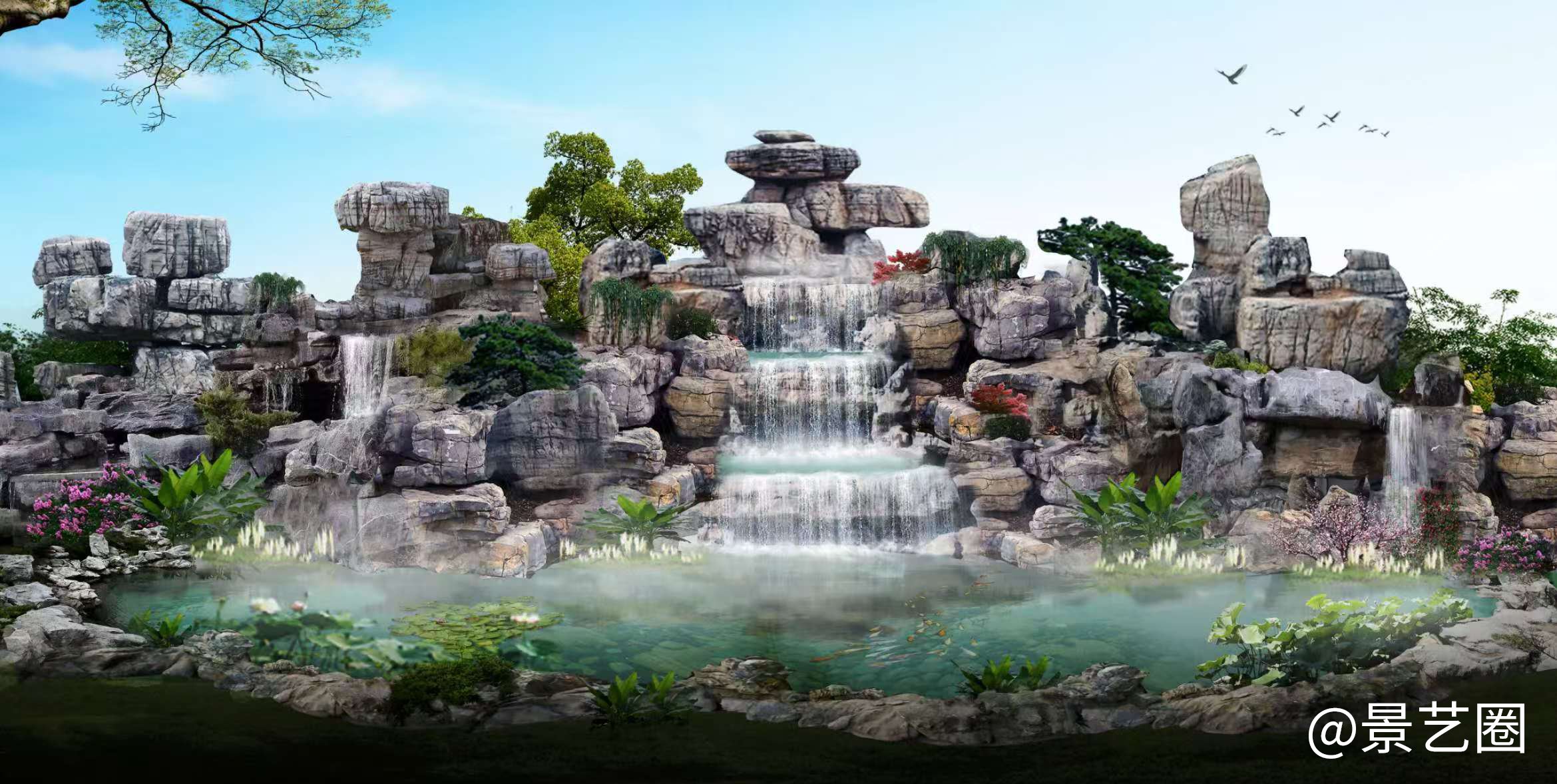 园林景观假山设计效果图